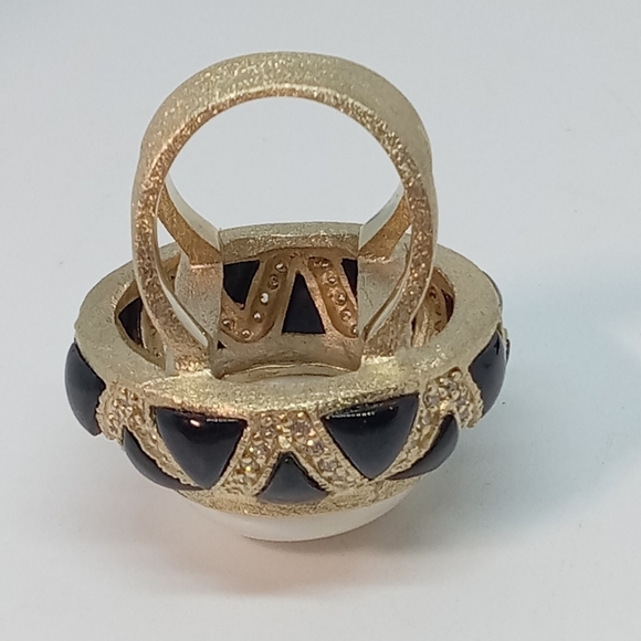 * Rivka Friedman QVC 18K Gold Clad gemstone & enamel dome ring sz 6 - Picture 5 of 7